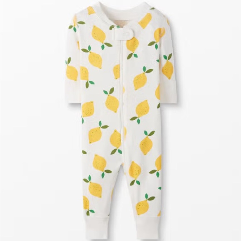 Hanna Andersson White and Yellow Lemon Print Footie
